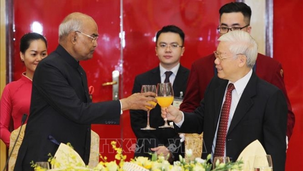 Toàn văn bài đáp từ của của Tổng thống Ấn Độ Ram Nath Kovind tại tiệc chiêu đãi của Tổng bí thư, Chủ tịch nước Nguyễn Phú Trọng