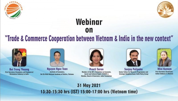 Thông báo Tọa đàm khoa học trực tuyến “Hợp tác kinh tế-thương mại Việt Nam-Ấn Độ trong bối cảnh mới”