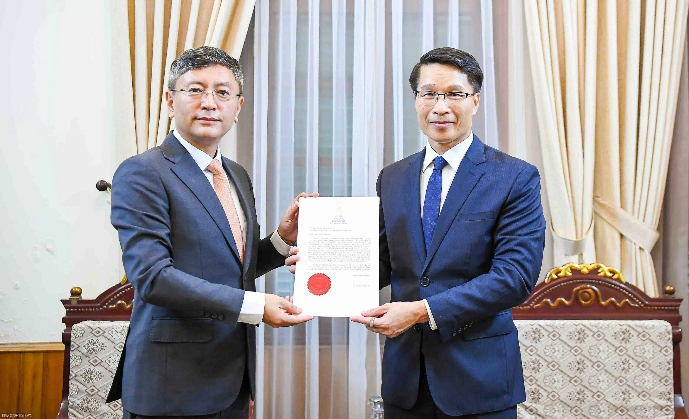 Bộ Ngoại giao tiếp nhận bản sao Thư uỷ nhiệm bổ nhiệm Đại sứ Ấn Độ tại Việt Nam