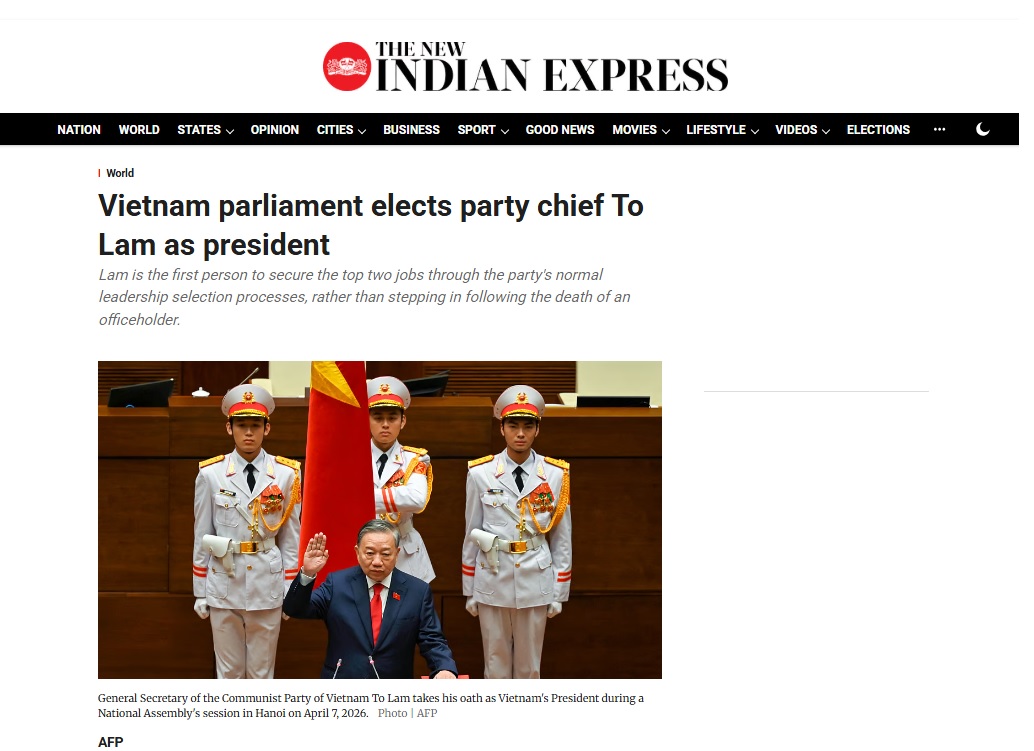 Tờ Indian Express đưa tin về sự kiện. Ảnh chụp màn hình.
