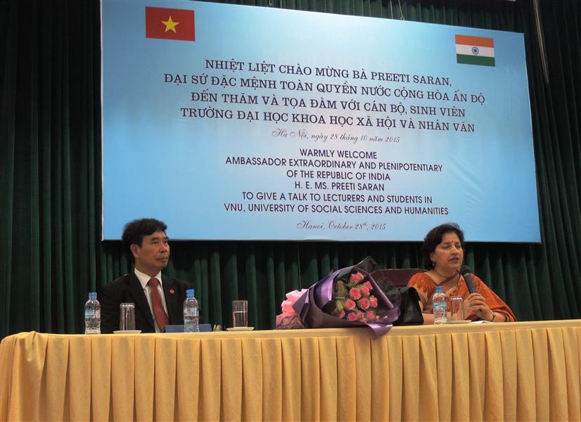 Phát biểu của Bà Preeti Saran, Đại sứ đặc mệnh toàn quyền Cộng hòa Ấn Độ tại Việt Nam tại Trường Đại học Khoa học xã hội&Nhân văn, Đại học quốc gia Hà Nội
