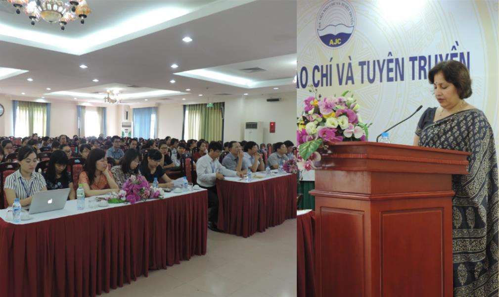 Đại sứ đặc mệnh toàn quyền Cộng hòa Ấn Độ tại Việt Nam – Bà Preeti Saran – đến thăm và trình bày chuyên đề tại Học viện Báo chí và Tuyên truyền